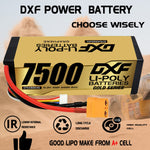DXF LiPo Battery 4S HV 15.2V 7500mAh 150C Graphene Hardcase Gold with EC5 / T / TRX / XT60 / XT90 / XT150 / Q8s Plug for RC 1/8 1/10 Buggy Truck Car Off-Road Drone