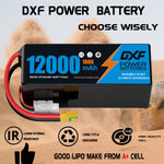 DXF 6S 22.8V 12000mAh 100C Soft Case LiPo Battery with 8AWG Wire for Toy Cars, Boats, UAVs & Drones (1-6 Pack)