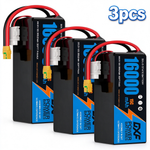 DXF 6S 22.2V 16000mAh 15C Soft Case LiPo Battery with 8AWG Wire for Toy Cars, Boats, UAVs & Drones (1-6 Pack)
