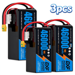 DXF SEMI-SOLID 14S 51.8V 46000mAh 10C Soft Case LiPo Battery with 8AWG Wire for Toy Cars, Boats, UAVs & Drones (1-6 Pack)
