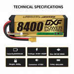 DXF LiPo Battery 4S 14.8V 8400mAh 140C Graphene Hardcase Gold with EC5 / T / TRX / XT60 / XT90 / XT150 / Q8s Plug for RC 1/8 1/10 Buggy Truck Car Off-Road Drone