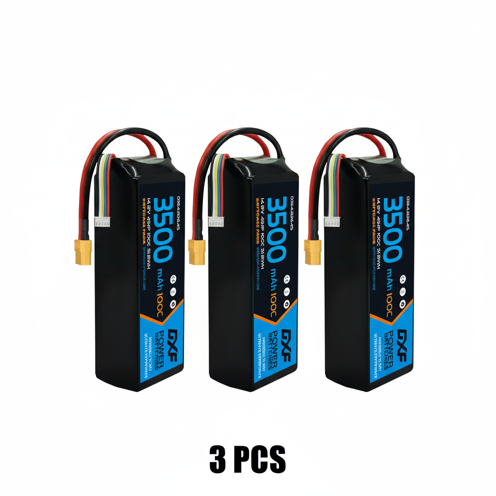 DXF 4S 14.8V 3500mAh 100C Graphene Softcase LiPo Battery with XT60 & 12AWG Wire for RC Cars, Boats & Aircraft Models (1-6 Pack)