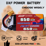 DXF LiPo Battery 6S 22.2V 650mAh 70C with PH2.0 / JST / XT30 / SM / XT60 / EC5 / XT90 for FPV Drone Whoop Micro Racing