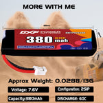 DXF LiPo Battery 2S HV 7.6V 380mAh 60C with PH2.0 / JST / XT30 / SM / XT60 / EC5 / XT90 for FPV Drone Whoop Micro Racing