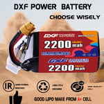 DXF 6S 22.2V 2200mAh 150C LiPo Battery for FPV Micro Drones (PH2.0 / JST / XT30 / SM / XT60 / EC5 / XT90 Options)