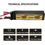 DXF Lipo Battery 12S HV 45.6V 10000mAh 150C GoldSeries Graphene Softcase with EC5 / T / TRX / XT60 / XT90 / XT150 / Q8s Plug for RC 1/8 1/10 Buggy Truck Car Off-Road Drone