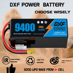 DXF 6S 22.8V 9400mAh 100C Soft Case LiPo Battery with 10AWG Wire for Toy Cars, Boats, UAVs & Drones (1-6 Pack)
