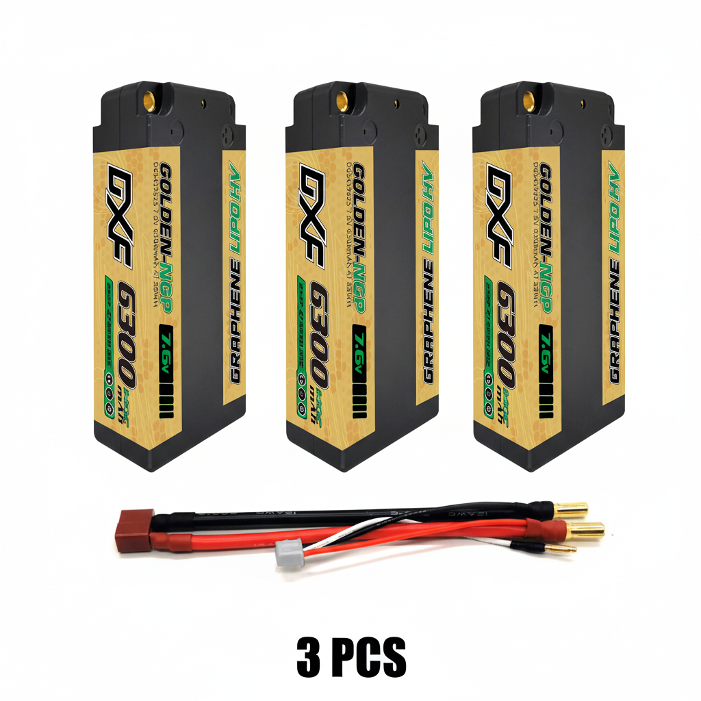 DXF 5mm 2S 6300mAh 7.6V 140C GOLDEN-NGP HardCase LiPo Battery with XT90 Plug for 1:8 Scale RC Car, Multi-Rotor RC Airplane, RC Helicopter, RC Boat
