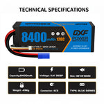 DXF 3S 11.1V 8400mAh 120C Hardcase LiPo Battery with 10AWG EC5 for 1/8 1/10 RC Cars, Trucks, Buggies (1-6 Pack Available)