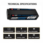 DXF 2S 7.6V Lipo Battery 130C 9200mAh Hardcase with 5mm Bullet to Deans Plug for RC 1/8 Vehicles Car Truck Tank Truggy Competition Racing Hobby