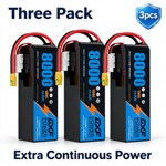 DXF 6S 22.2V 8000mAh 100C Soft Case LiPo Battery with 10AWG Wire for Toy Cars, Boats, UAVs & Drones (1-6 Pack)