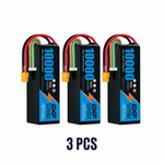 DXF 6S 22.2V 10000mAh 100C Softcase LiPo Battery with 10AWG XT60 for 1/8 RC Cars, Trucks, Buggies, Helicopters (1-6 Pack Available)