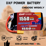 DXF 5S 18.5V 1550mAh 100C LiPo Battery for FPV Micro Drones (PH2.0 / JST / XT30 / SM / XT60 / EC5 / XT90 Options)