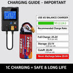 DXF 6S 22.2V 2200mAh 150C Graphene Softcase LiPo Battery with XT60 & 12AWG Wire (1-6 Pack)