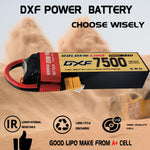 DXF Lipo Battery 2S HV 7.6V 7500mAh 150C GoldSeries Graphene Softcase with EC5 / T / TRX / XT60 / XT90 / XT150 / Q8s Plug for RC 1/8 1/10 Buggy Truck Car Off-Road Drone