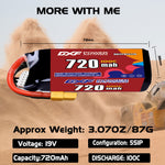 DXF 5S 19.0V 720mAh 100C LiPo Battery for FPV Micro Drones (PH2.0 / JST / XT30 / SM / XT60 / EC5 / XT90 Options)