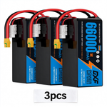 DXF SEMI-SOLID 12S 44.4V 66000mAh 5C Soft Case LiPo Battery with 8AWG Wire for Toy Cars, Boats, UAVs & Drones (1-6 Pack)
