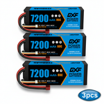 DXF BLUE Series 3S 11.1V 7200mAh 80C Hardcase LiPo Battery with Deans/T-Plug & 10AWG Wire (1-6 Pack)