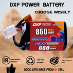 DXF 4S 15.2V 850mAh 120C LiPo Battery for FPV Micro Drones (PH2.0 / JST / XT30 / SM / XT60 / EC5 / XT90 Options)