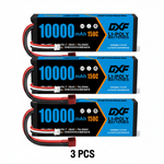 DXF Blue Version 2S HV 7.6V 10000mAh 150C Hardcase LiPo Battery with Deans T-Plug & 10AWG Wire (1-6 Pack)