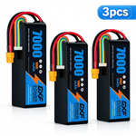 DXF 6S 22.2V 7000mAh 100C Softcase LiPo Battery with XT60 & 10AWG Wire for 1/8 RC Cars (1-6 Pack)