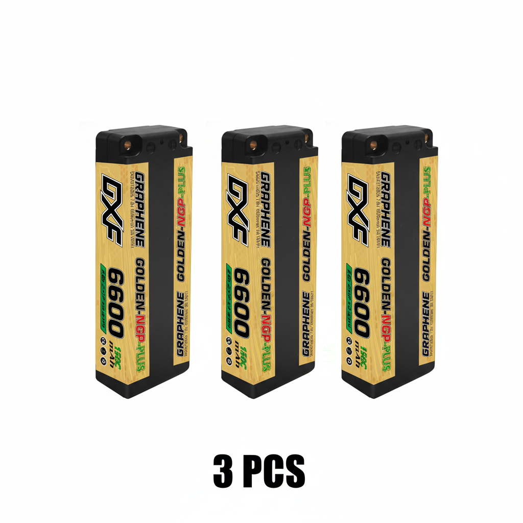 DXF GOLDEN-NGP PLUS 2S HV 7.6V 6600mAh 150C EFRA Hardcase LiPo Battery, 5mm Bullet to Deans T-Plug (1-6 Pack)