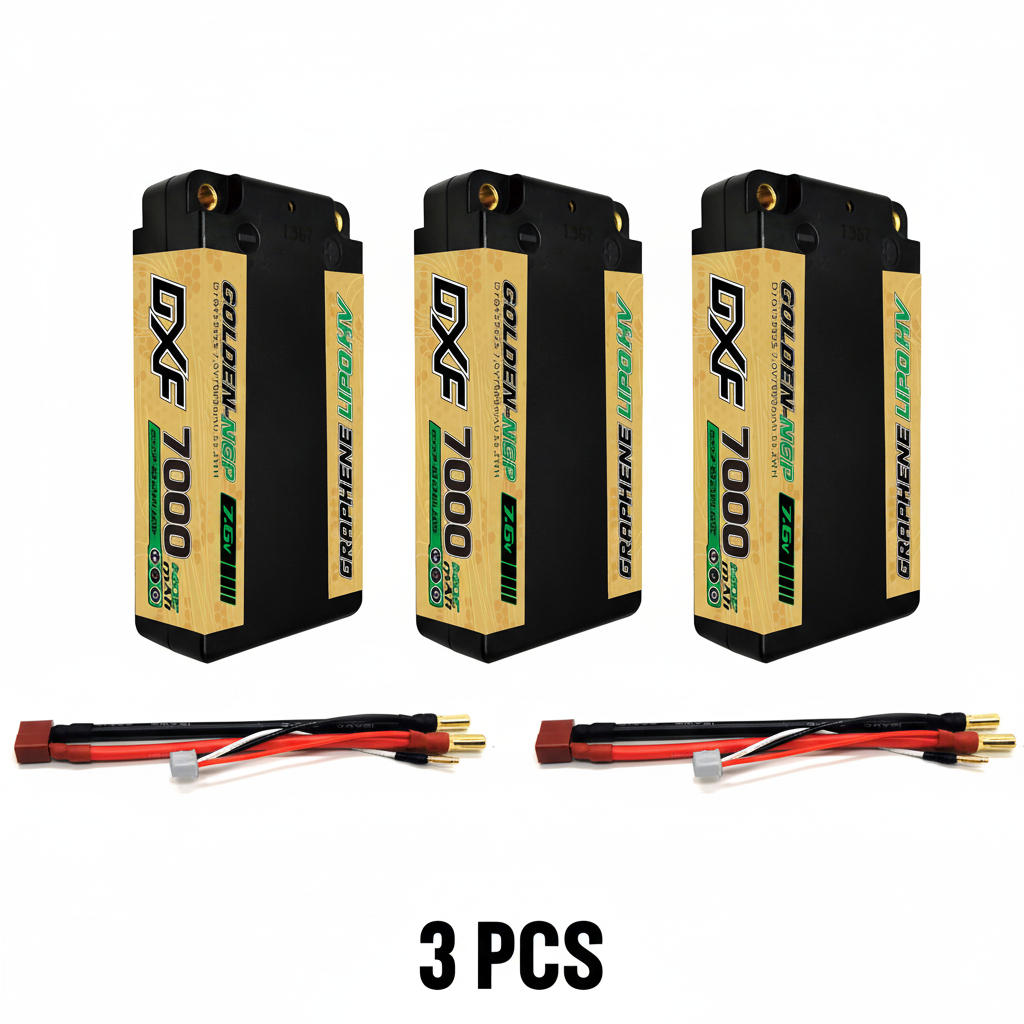 DXF 5mm Shorty 2S 7000mAh 7.6V 140C GOLDEN-NGP PLUS Hardcase LiPo Battery | EFRA Approved
