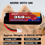 DXF LiPo Battery 3S HV 11.4V 350mAh 70C with PH2.0 / JST / XT30 / SM / XT60 / EC5 / XT90 for FPV Drone Whoop Micro Racing