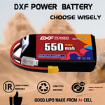 DXF LiPo Battery 3S 11.1V 550mAh 70C with PH2.0 / JST / XT30 / SM / XT60 / EC5 / XT90 for FPV Drone Whoop Micro Racing