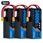 DXF SEMI-SOLID 12S 46.2V 34000mAh 15C Soft Case LiPo Battery with 8AWG Wire for Toy Cars, Boats, UAVs & Drones (1-6 Pack)
