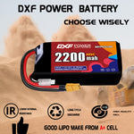 DXF LiPo Battery 2S 7.4V 2200mAh 110C with PH2.0 / JST / XT30 / SM / XT60 / EC5 / XT90 for FPV Drone Whoop Micro Racing