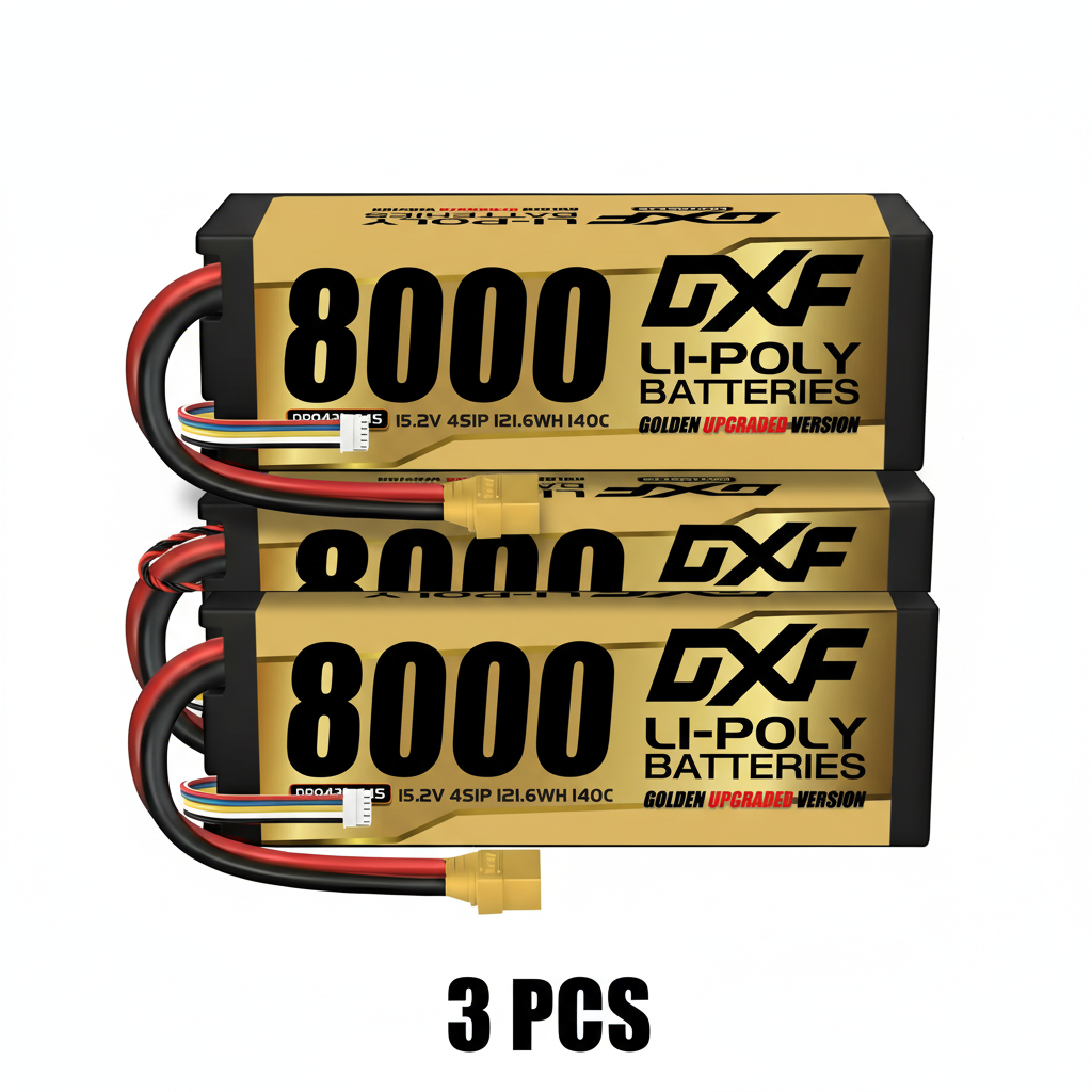 DXF 4S HV 15.2V 8000mAh 140C Graphene Hardcase LiPo Battery with XT90/EC5 & 10AWG Wire (1-6 Pack)