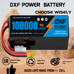 DXF SEMI-SOLID 12S 46.2V 100000mAh 15C Soft Case LiPo Battery with 8AWG Wire for Toy Cars, Boats, UAVs & Drones (1-6 Pack)