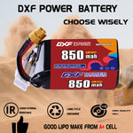 DXF 6S 22.8V 850mAh 120C LiPo Battery for FPV Micro Drones (PH2.0 / JST / XT30 / SM / XT60 / EC5 / XT90 Options)