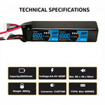 DXF LiPo Battery 12S 44.4V 6500mAh 80C Graphene Softcase Blue with EC5 / T / TRX / XT60 / XT90 / XT150 / Q8s Plug for RC 1/8 1/10 Buggy Truck Car Off-Road Drone