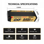 DXF LiPo Battery 2S2P HV 7.6V 8400mAh 140C Graphene NGP Gold Version with 5mm Bullet / EC5 / T / TRX / XT60 / XT90 / XT150 / Q8s Plug for RC 1/10 1/8 1/5 Scale Car Racing