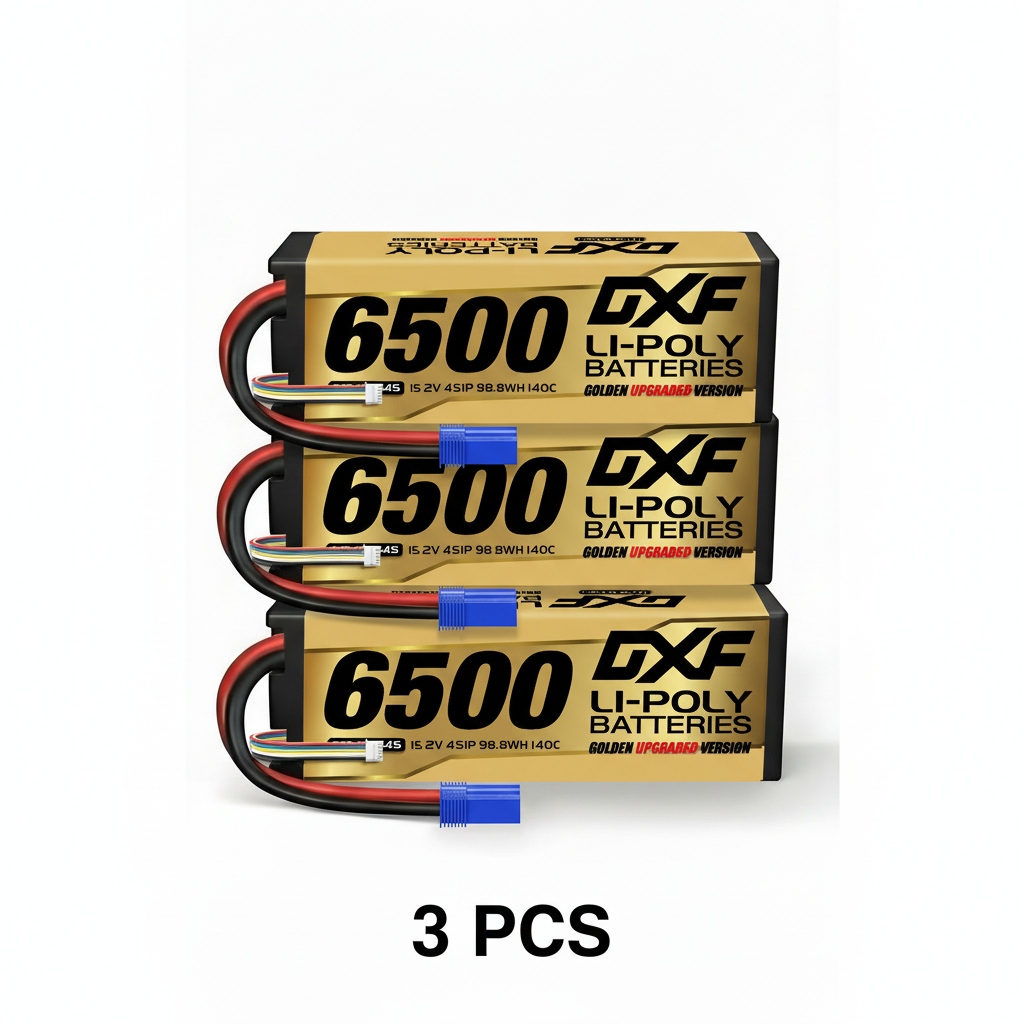 DXF GoldSeries 4S HV 15.2V 6500mAh 140C Graphene Hardcase LiPo Battery with EC5 & 10AWG Wire (1-6 Pack)