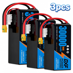 DXF 6S 22.2V 30000mAh 100C Soft Case LiPo Battery with 8AWG Wire for Toy Cars, Boats, UAVs & Drones (1-6 Pack)