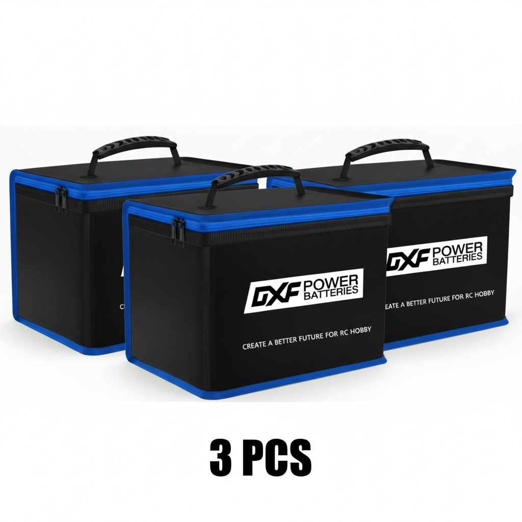 DXF LiPo Battery Fireproof Safety Bag - Charging & Storage Guard with Double Zipper (1-6 Pack Options Available)