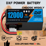 DXF SEMI-SOLID 12S 44.4V 12000mAh 15C Soft Case LiPo Battery with 8AWG Wire for Toy Cars, Boats, UAVs & Drones (1-6 Pack)