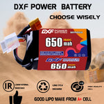 DXF 4S 15.2V 650mAh 150C LiPo Battery for FPV Micro Drones (PH2.0 / JST / XT30 / SM / XT60 / EC5 / XT90 Options)