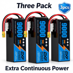 DXF 6S 22.2V 9000mAh 100C Soft Case LiPo Battery with 10AWG Wire for Toy Cars, Boats, UAVs & Drones (1-6 Pack)