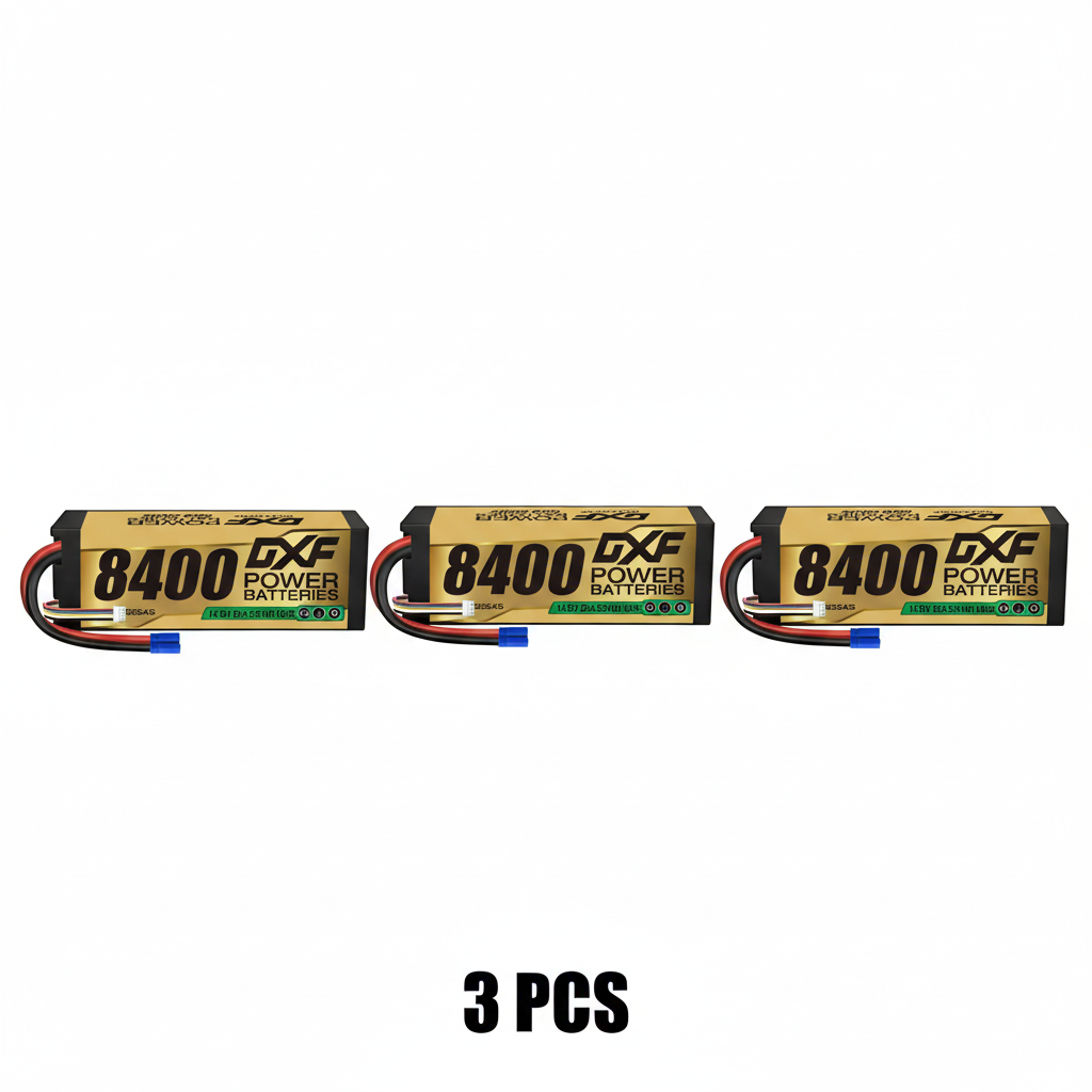 DXF 4S 14.8V 8400mAh 140C Graphene Hardcase LiPo Battery with EC5 & 10AWG Wire (1-6 Pack)