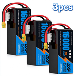 DXF SEMI-SOLID 12S 44.4V 16000mAh 15C Soft Case LiPo Battery with 8AWG Wire for Toy Cars, Boats, UAVs & Drones (1-6 Pack)