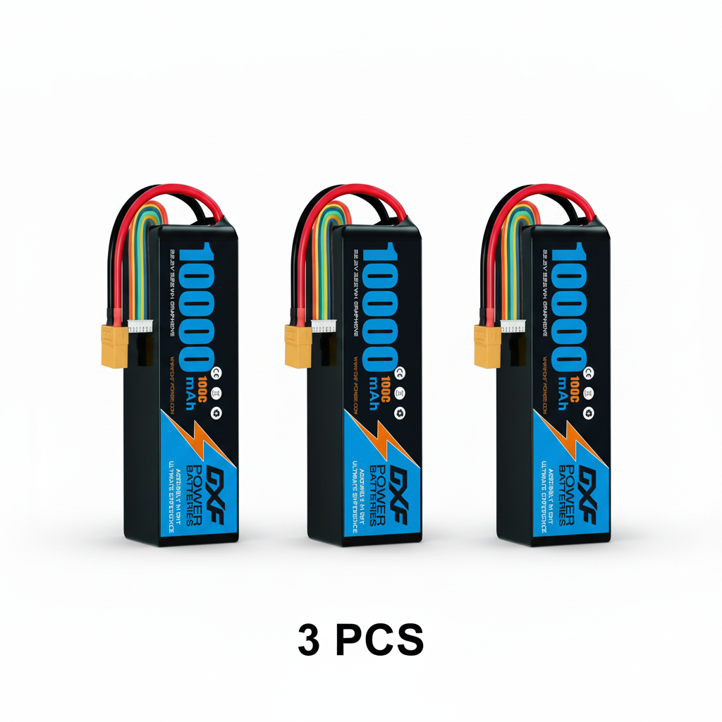 DXF 6S 22.2V 10000mAh 100C Graphene Blue Softcase LiPo Battery with XT90 for RC Cars Drones Helicopters Boats (1-6 Pack)