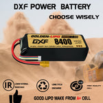 DXF LiPo Battery 4S 14.8V 8400mAh 140C Graphene Softcase with EC5 / T / TRX / XT60 / XT90 / XT150 / Q8s Plug for RC 1/8 1/10 Buggy Truck Car Off-Road Drone