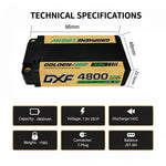 DXF 2S 7.6V 4800mAh 140C Shorty Hardcase LiPo Battery with 5mm Bullet to Deans T-Plug for 1/10 RC Buggies, Cars (1-6 Pack Available)