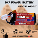 DXF 4S 14.8V 1850mAh 140C LiPo Battery for FPV Micro Drones (PH2.0 / JST / XT30 / SM / XT60 / EC5 / XT90 Options)