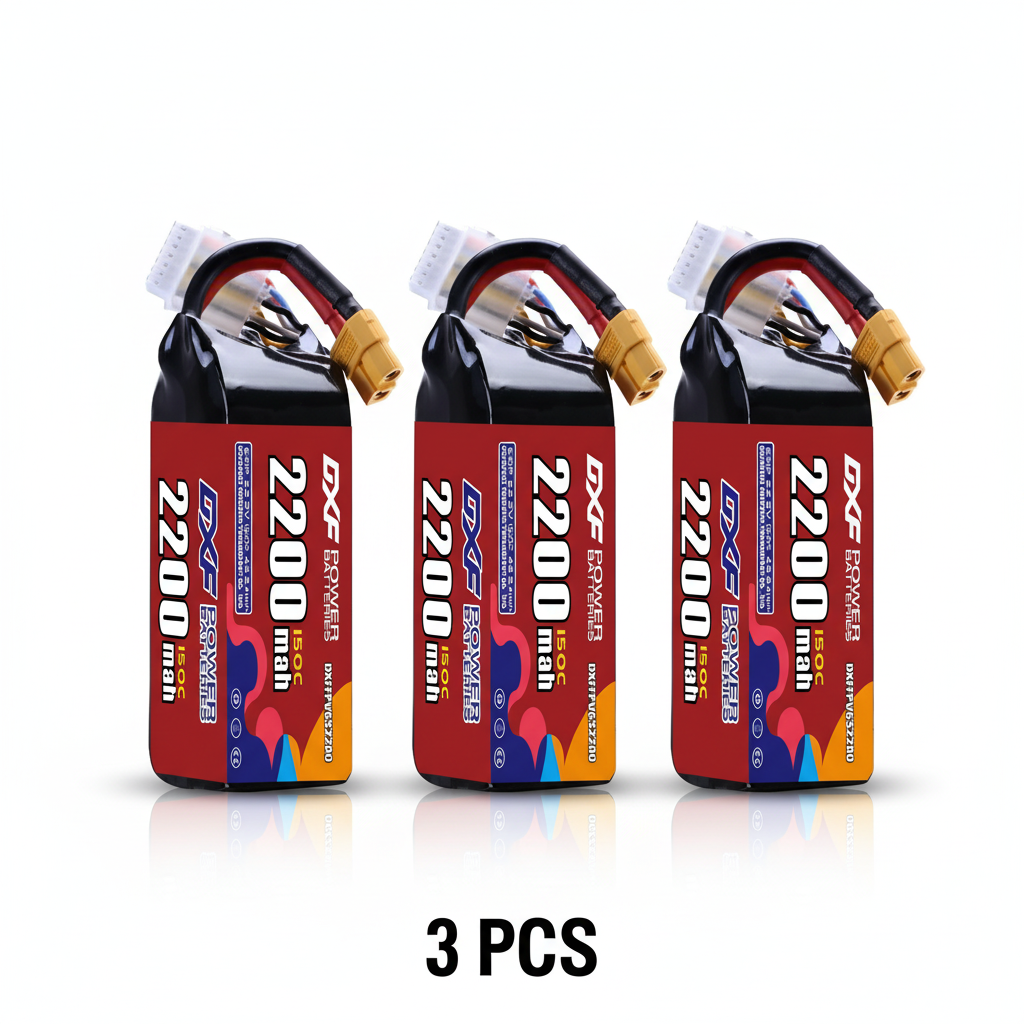 DXF 6S 22.2V 2200mAh 150C Graphene Softcase LiPo Battery with XT60 & 12AWG Wire (1-6 Pack)