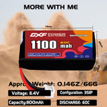 DXF LiPo Battery 3S HV 11.4V 1100mAh 60C with PH2.0 / JST / XT30 / SM / XT60 / EC5 / XT90 for FPV Drone Whoop Micro Racing